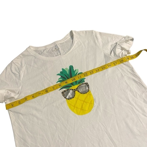 Kate Spade New York White Short Sleeve Pineapple With Sunglasses TShirt Size M - Picture 7 of 9